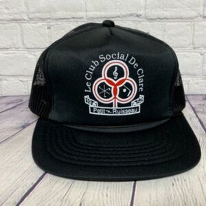 Vintage Trucker Hat Mesh Le Club Social de Clare Rope Cap Snapback Black
